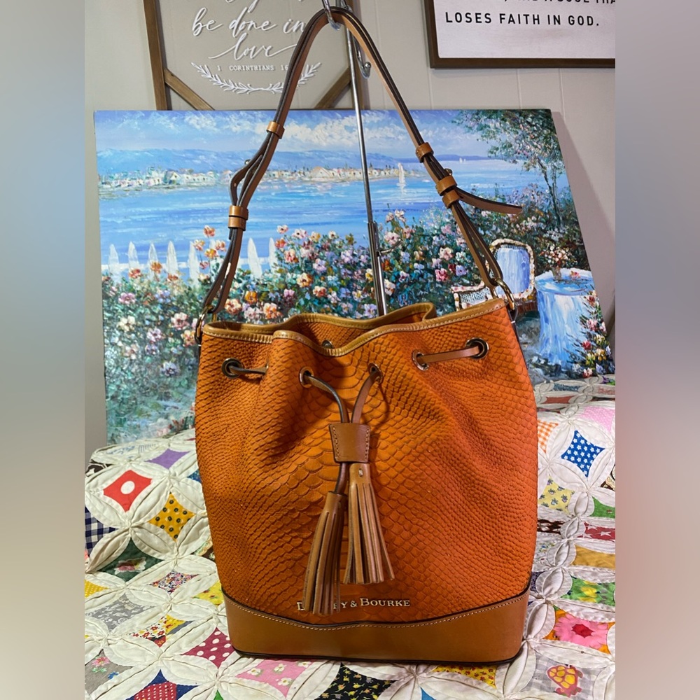 Dooney & Bourke Orange Drawstring Bucket Bag